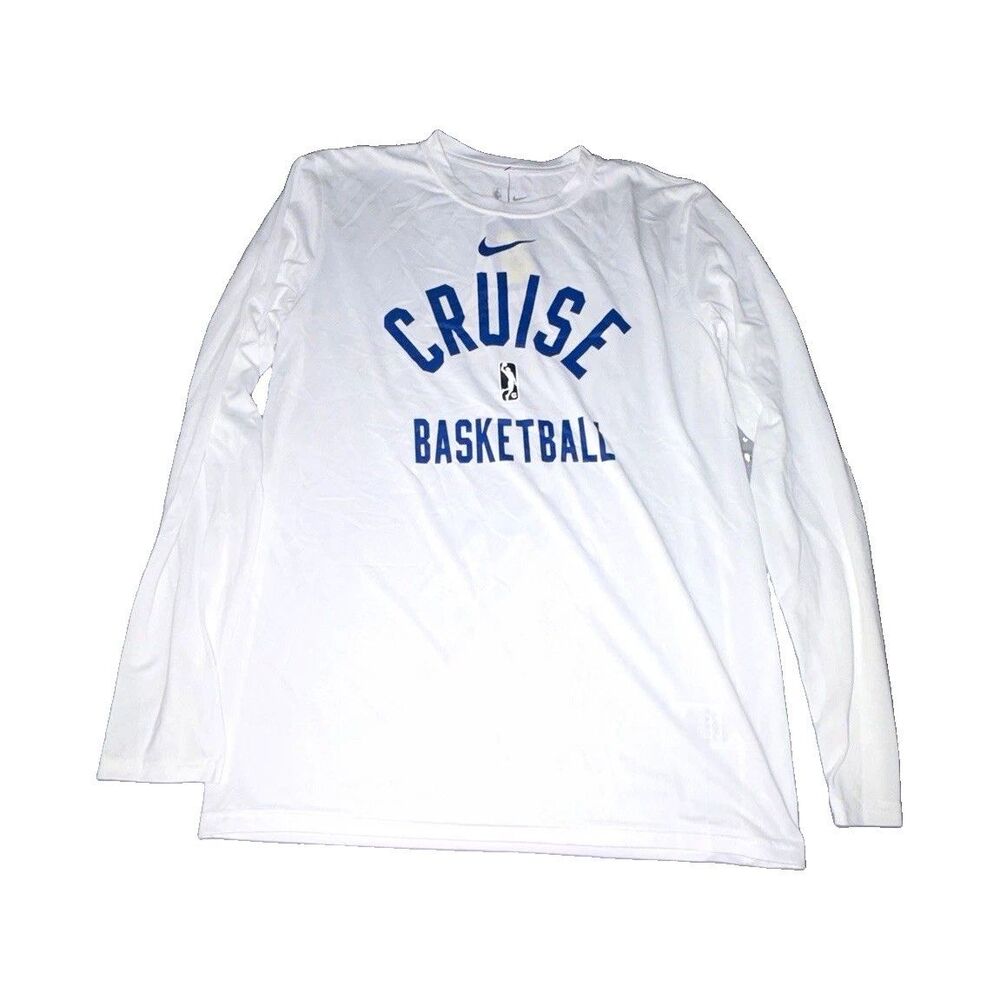 Nike Dri-FIT NBA Logo Men’s M White/Blue Long Sleeve Crew Neck Tee